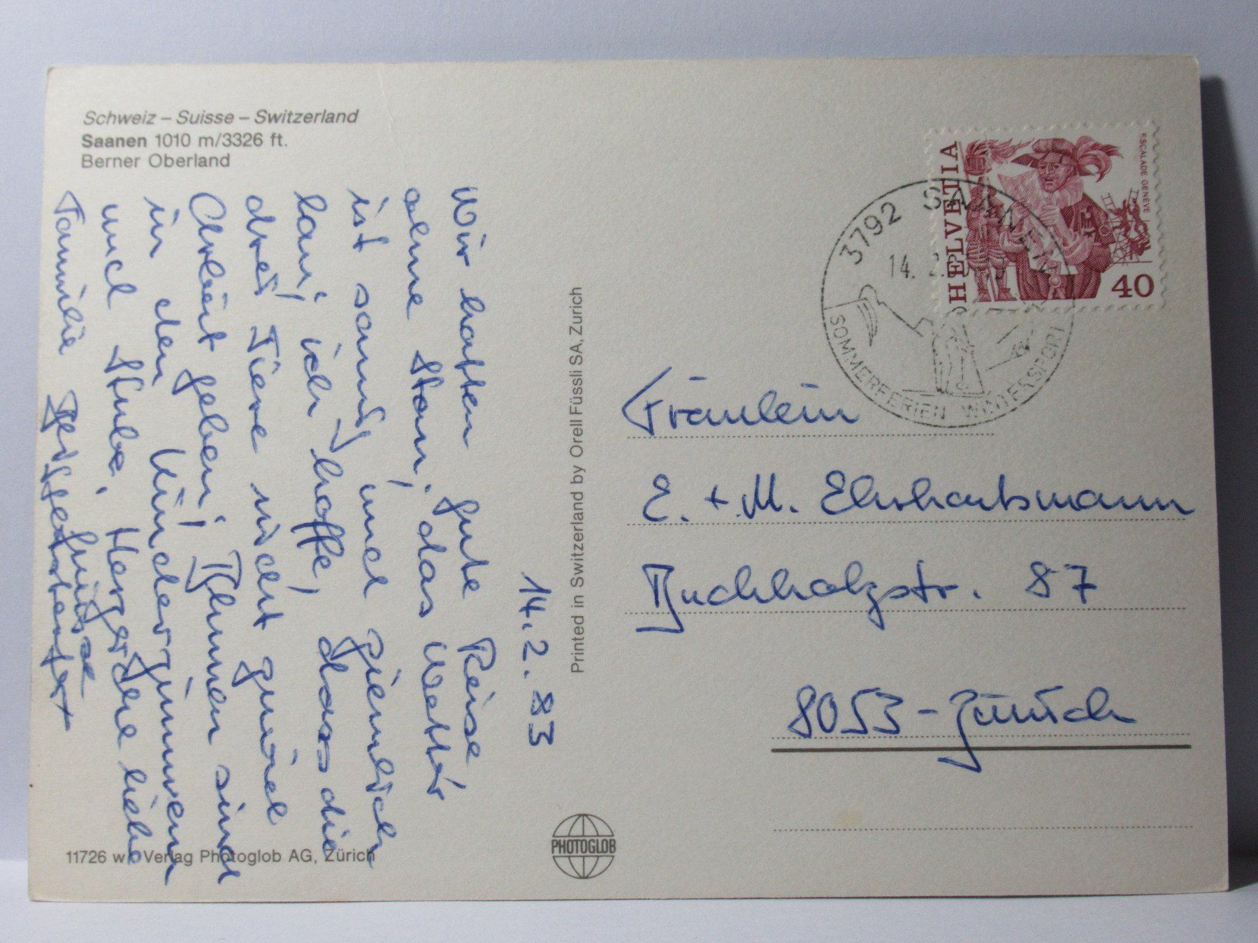 Cartoline postali: Saanen , Kirche 1983 – Usato da Grenchen venduto da Bluemchen1900 2