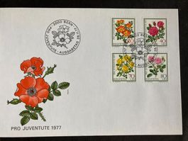 CH 1977 Ersttagsbrief Satz Pro Juventute Rosen