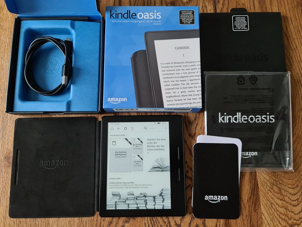 Amazon Kindle Oasis E-Reader mit OVP und Echtleder-Cover (Gebraucht) in ...
