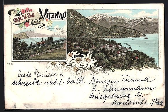 Cartoline postali: Litho Vitznau, Schnurtobelbrücke und Bl – Usato da Berlin venduto da bartko-reher
