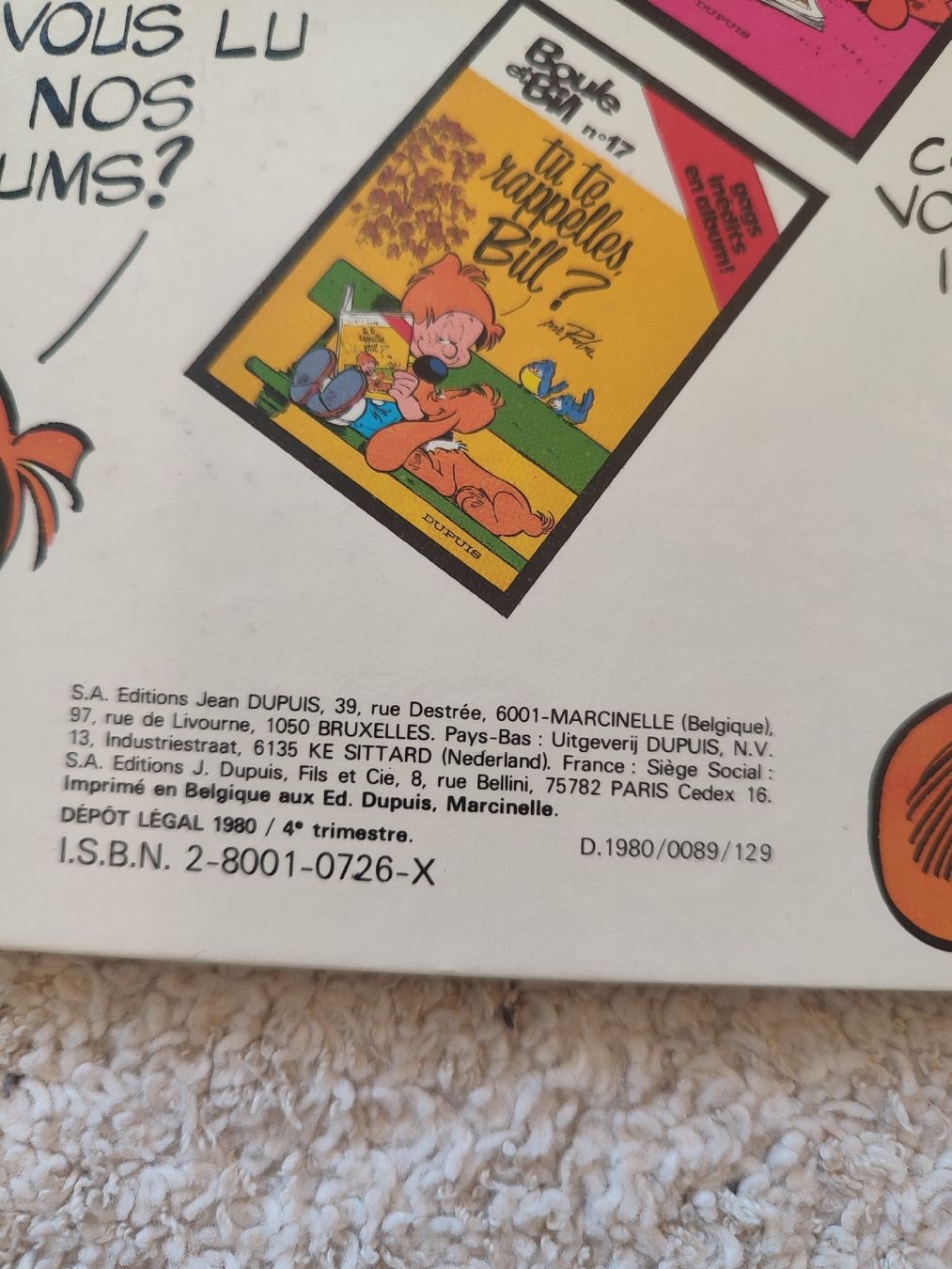 Fumetti: Boule et Bill T18 EO BE  – Usato da Bougy-Villars venduto da Vogue 3