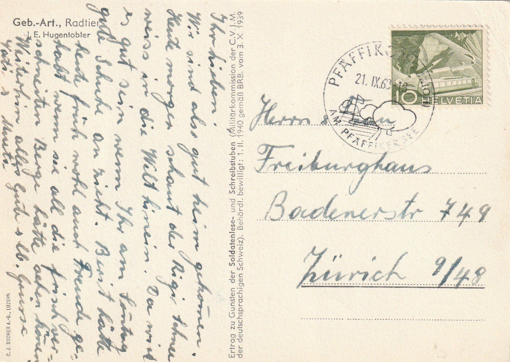 Cartoline postali: Geb. Art. Radtier von E. Hugentobler – Usato da Rorschacherberg venduto da fratovi2 1