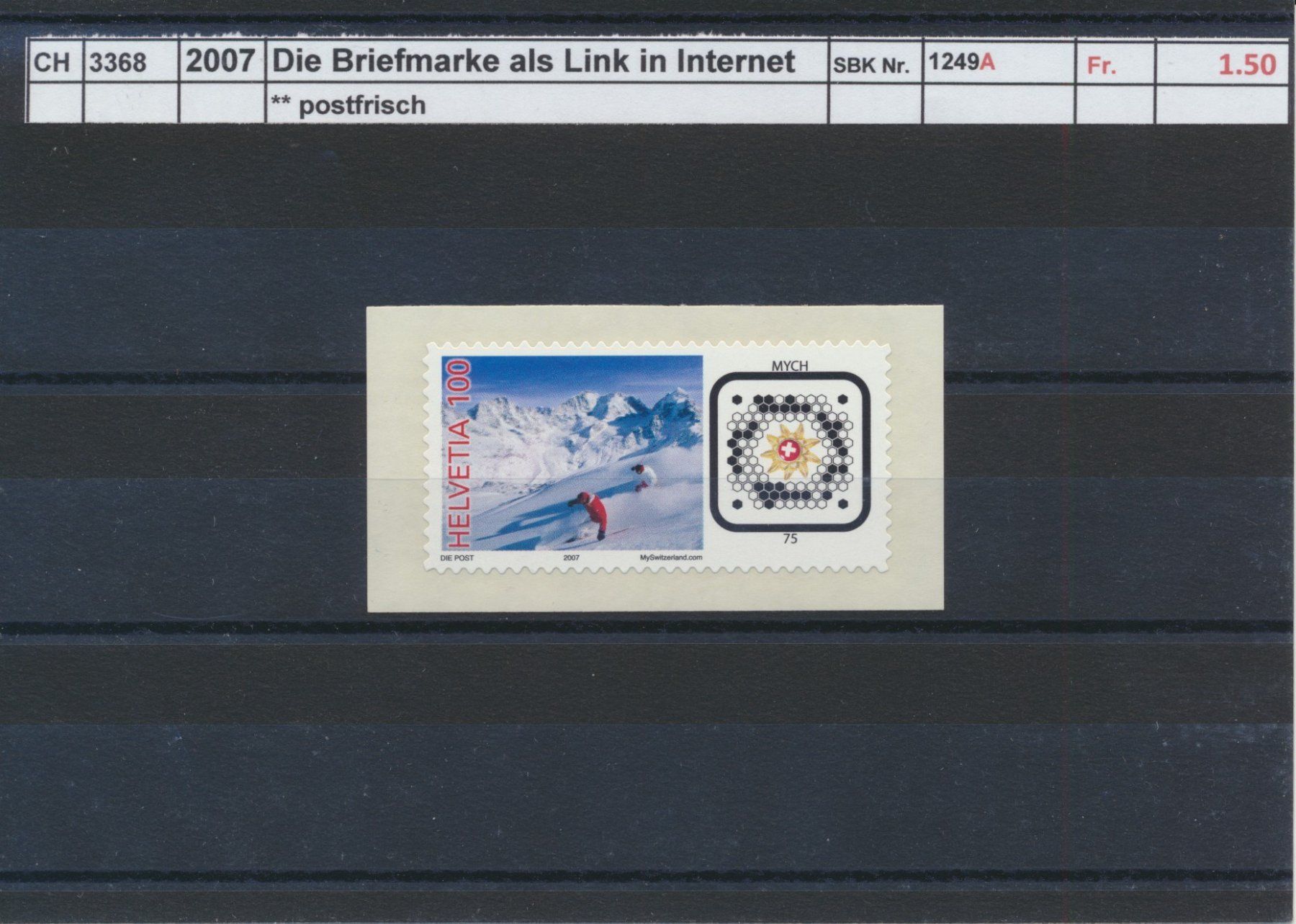 Tutti i francobolli: 2007 "Die Briefmarke als Link im Internet", ** postfrisch – Nuovo (secondo la descrizione) da Winterthur venduto da Zupogeru