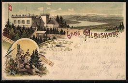 Litho Albishorn, Blick zum Gasthaus, Has