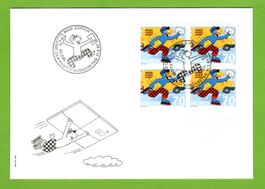 1997 Globi FDC Abart blauer Punkt im Fenster SBK 250.-