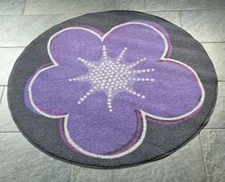 Rund Teppich Blume lila Grösse 110 cm guter Zustand