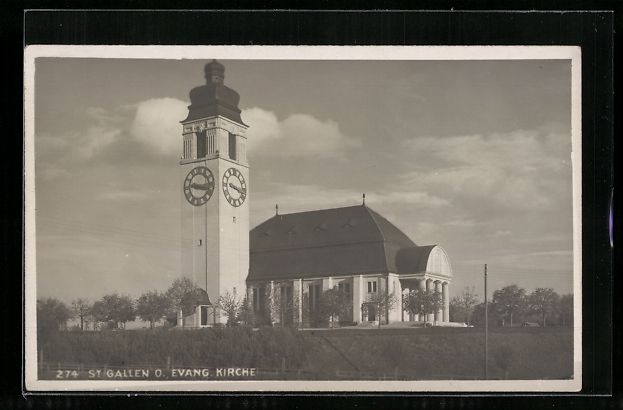 Cartoline postali: AK St. Gallen, Evang. Kirche – Usato da Berlin venduto da bartko-reher