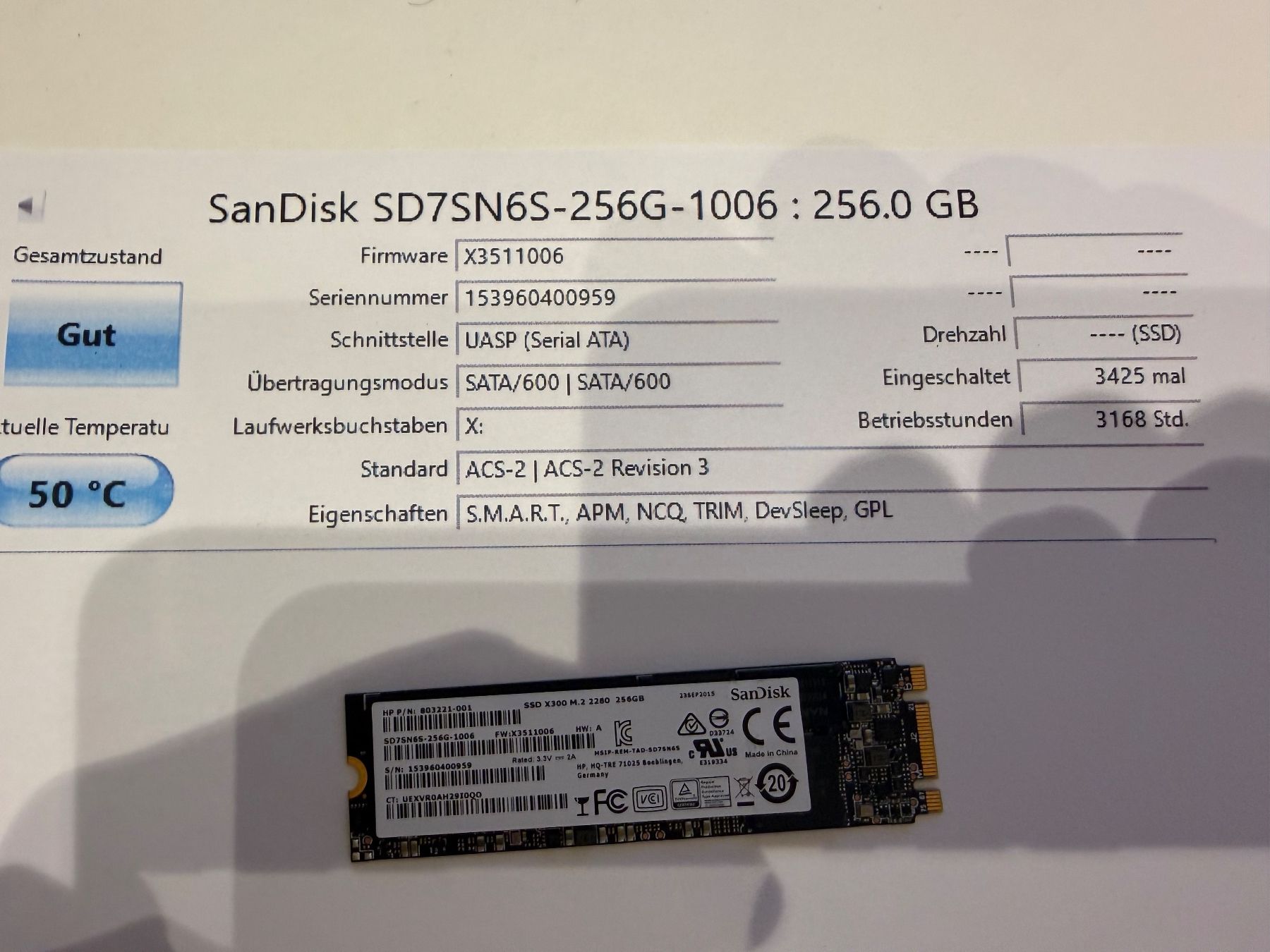 Harddisks: SanDisk 256GB  SSD – Gebraucht aus Siebnen von icrservicesolutions