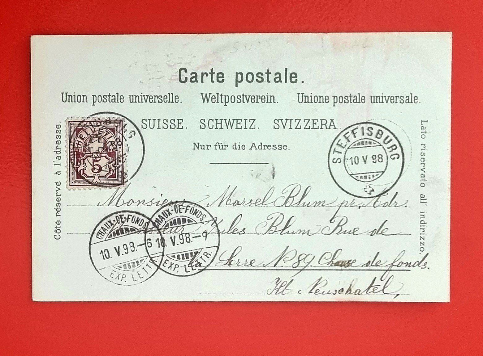 Cartoline postali: Wimmis - Merhbildkarte - Litho - 1898 – Usato da Rothrist venduto da RROENK 1