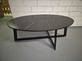 Couchtisch oval schwarz Marmoroptik Metallgestell schwarz