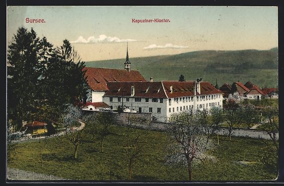 Cartoline postali: Sursee, Blick auf das Kapuziner-Kloster – Usato da Berlin venduto da bartko-reher