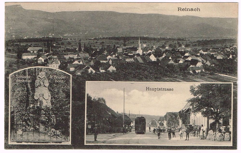 REINACH BL 1915 Hauptstrasse mit Tram / Strassenbahn Nr. 11 Kaufen