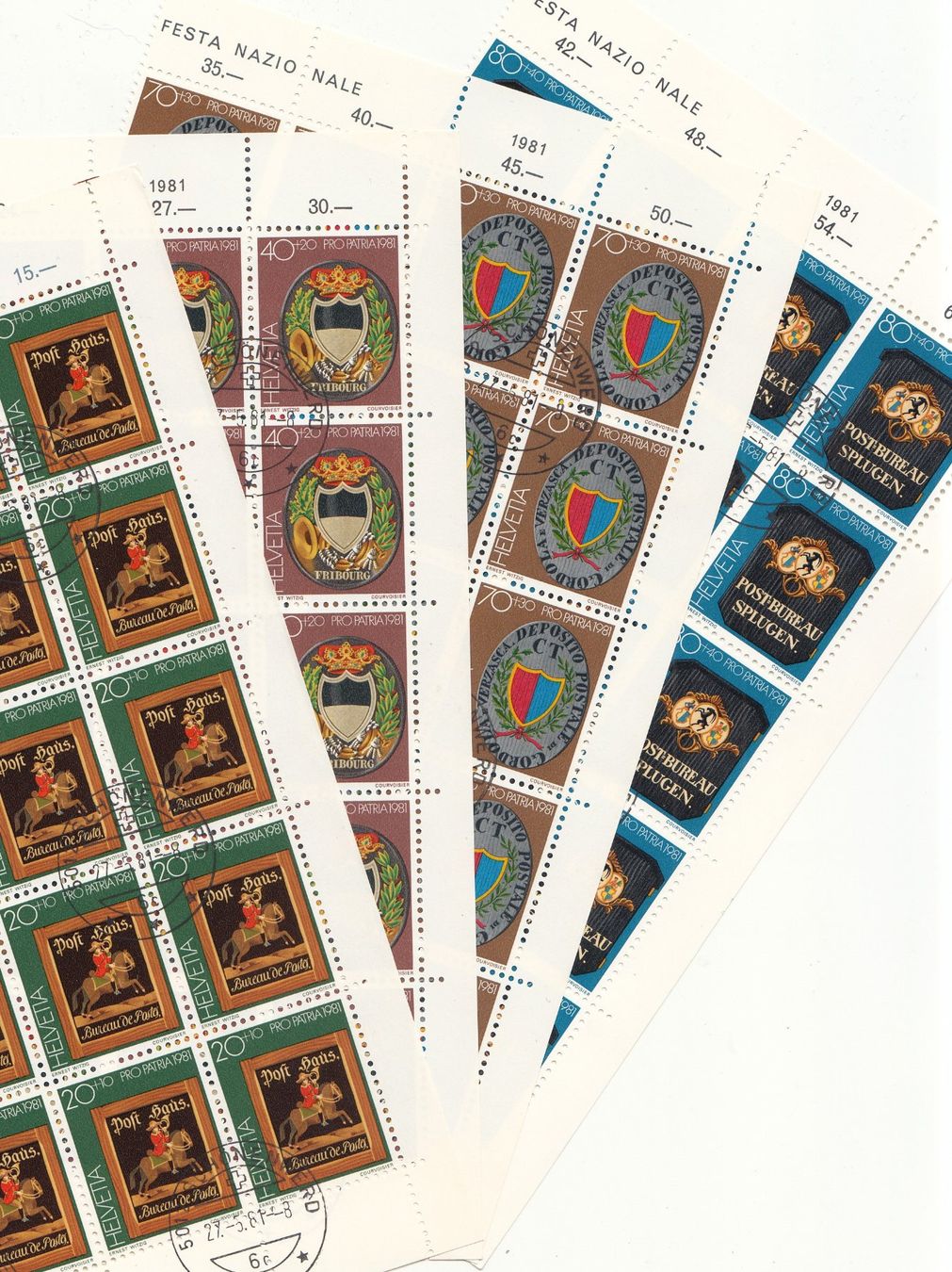 Tous les timbres: SBK B190 - B193 Teilbogen mit ET Schönenwerd – D'occasion à Bürglen TG par StampGraf