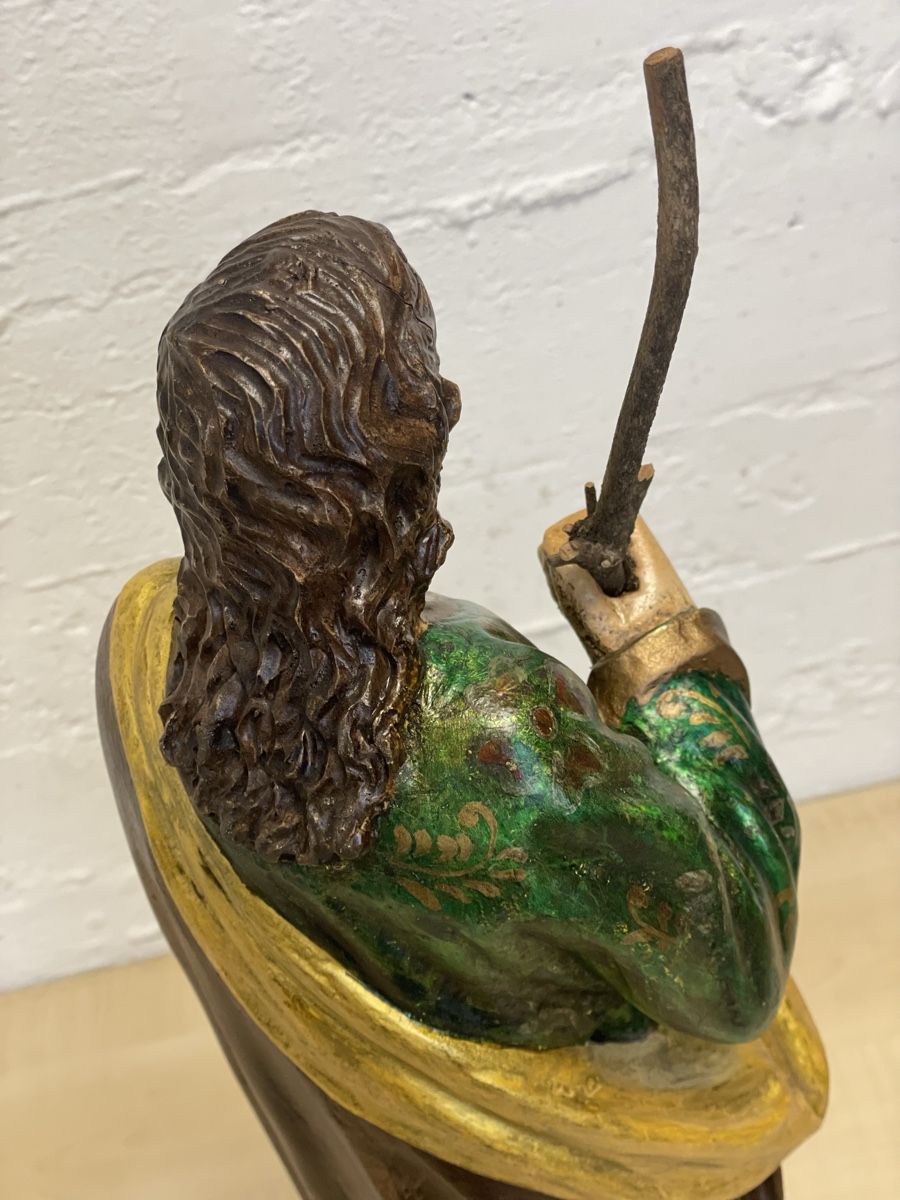 Sculture & Statue: Antike Holzfigur, Heiliger, 52cm hoch, Handbemalt – Usato da Locarno venduto da Osvaldo61 5