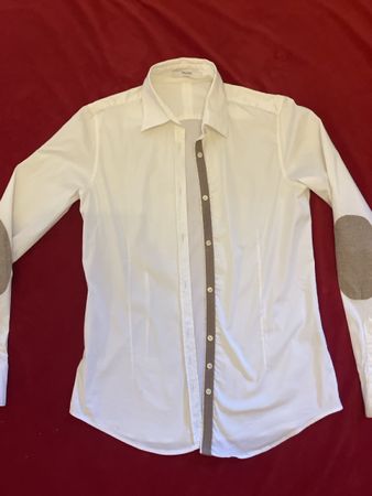 AGLINI Hemd weiss Grösse L mit Ellbogen-Patches guter Zustan