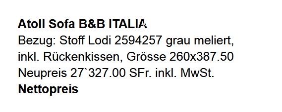 Divani: B&B ITALIA  SOFA – Usato da Ebikon venduto da mid_gbs6 6