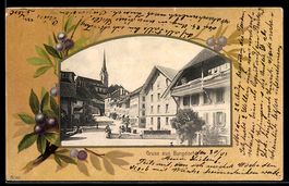 AK Burgdorf, Partie mit Blick zur Kirche, Passepartout mit B