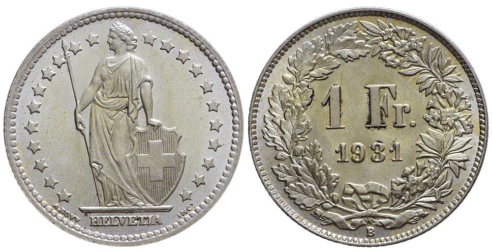 Tutti le monete: 1 Franken 1931 (aa) – Usato da Chiasso venduto da Novamarketing