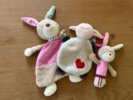 3 Kuscheltiere Spielzeuge Hase & Schaf