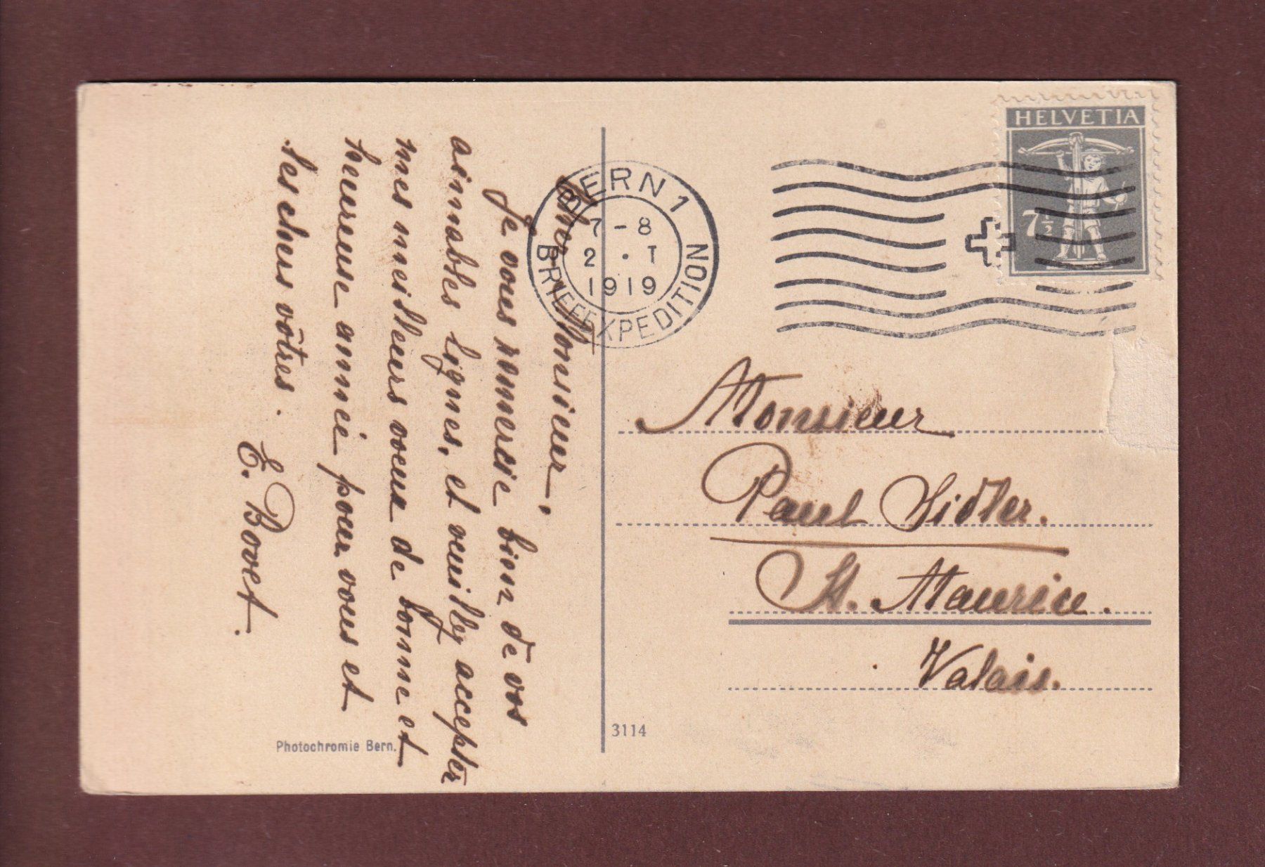 Cartoline postali: BERN - Weltpostdenkmal - 1919 – Usato da Pully venduto da nicecards 1