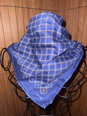 Céline Vintage Tuch Blau 46x46 Baumwolle