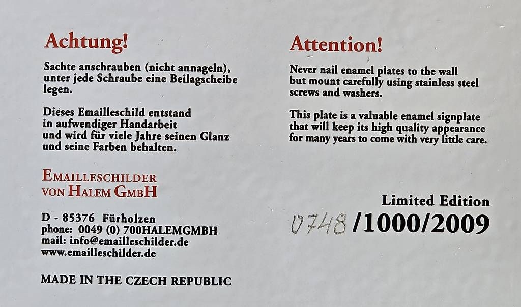 Schilder: Porsche Emailschild/limitiert – Gebraucht aus Riehen von harald13 2