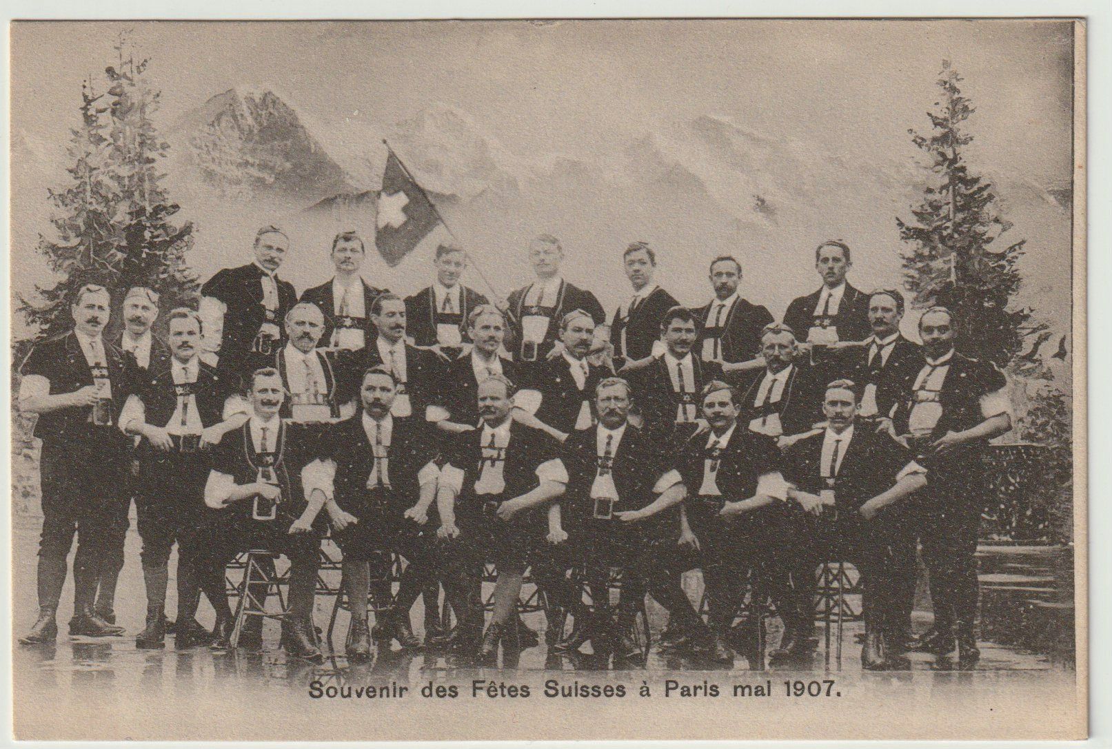 Cartoline postali: Cp Fêtes Suisses à Paris 1907 – Usato da Bedigliora venduto da positano