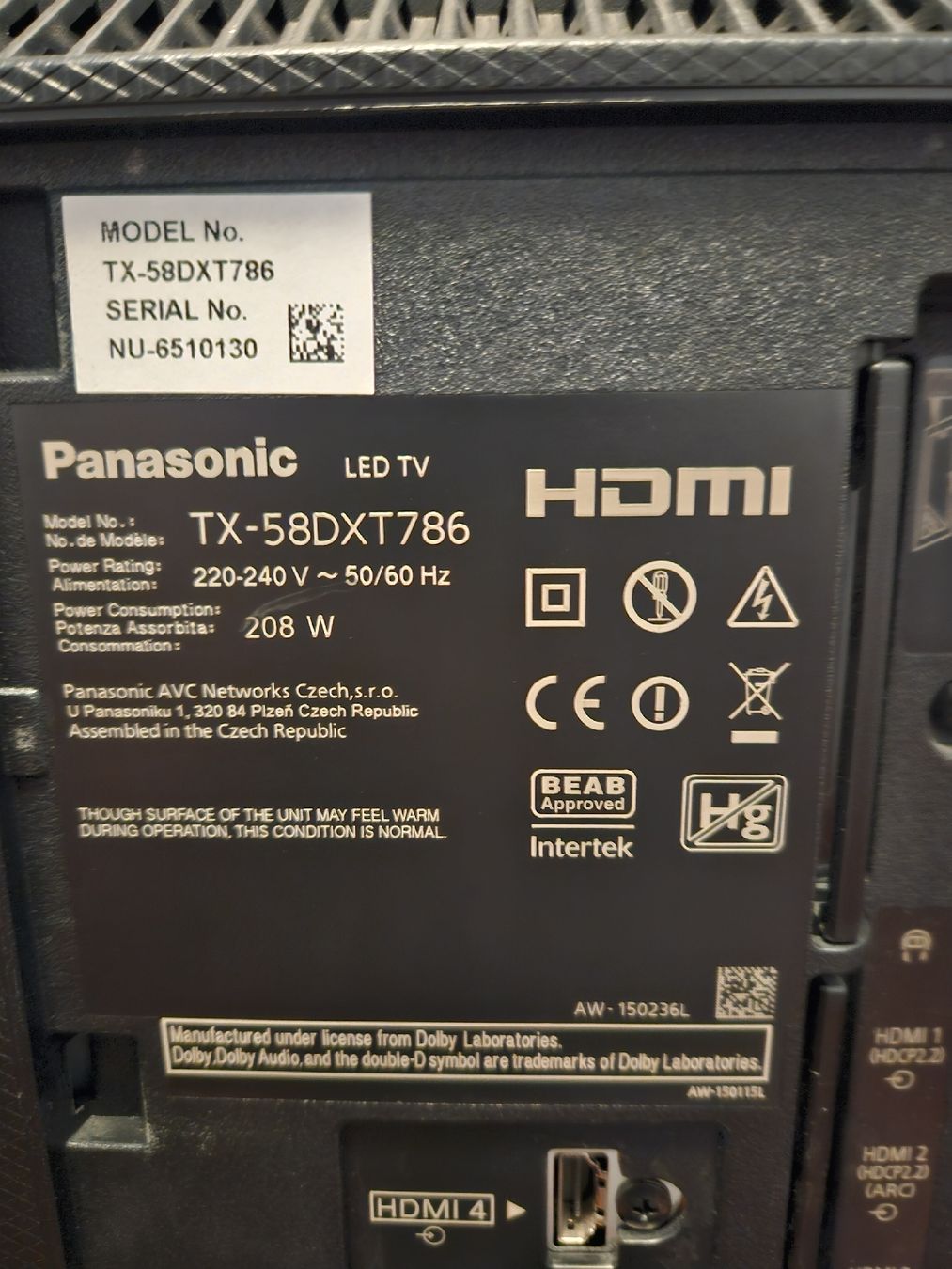 Fernseher: Panasonic 58" 4K Smart TV (TX-58DXT786) – Gebraucht aus Henau von German_style 1