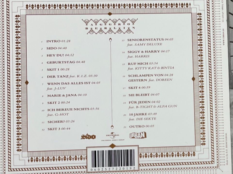 CD: Sido – Aggro Berlin - Deutschrap – Usato da Muri b. Bern venduto da AdidasCollector 1