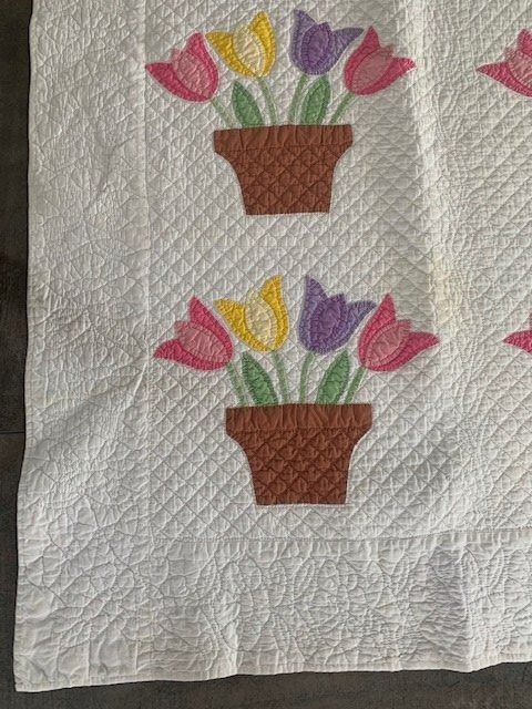 Coperte: Antique Quilt Tulips in Pot – Usato da Rudolfstetten venduto da Bungur 2