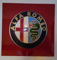 Alfa Romeo-Reklame a. rotem Lack 90x90/65cm⌀ Super Zustand!