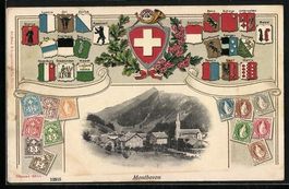 Präge-AK Montbovon, Ortsansicht im Pass