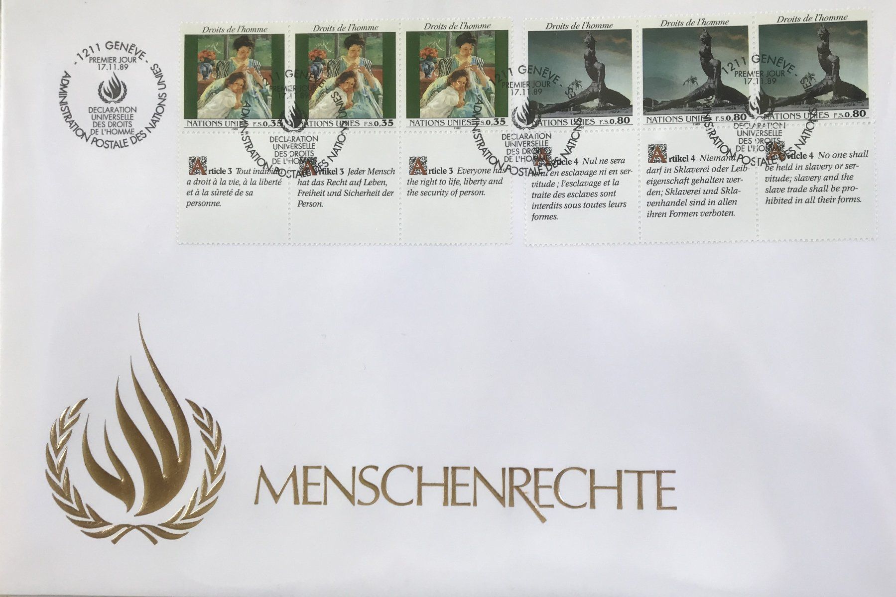 Tutti i francobolli: FDC MAXI MENSCHENRECHTE – Usato da Ostermundigen venduto da crazy-horse-1840