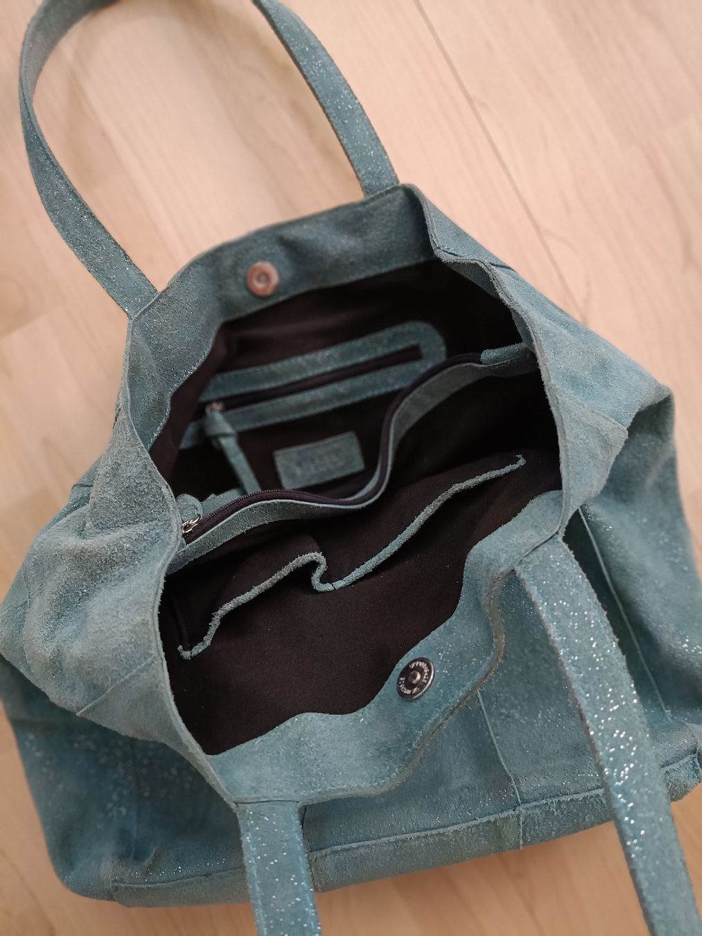 Borse: Ledertasche,Petrol/Mint mit Glitzer – Usato da Adliswil venduto da Vimovi 1