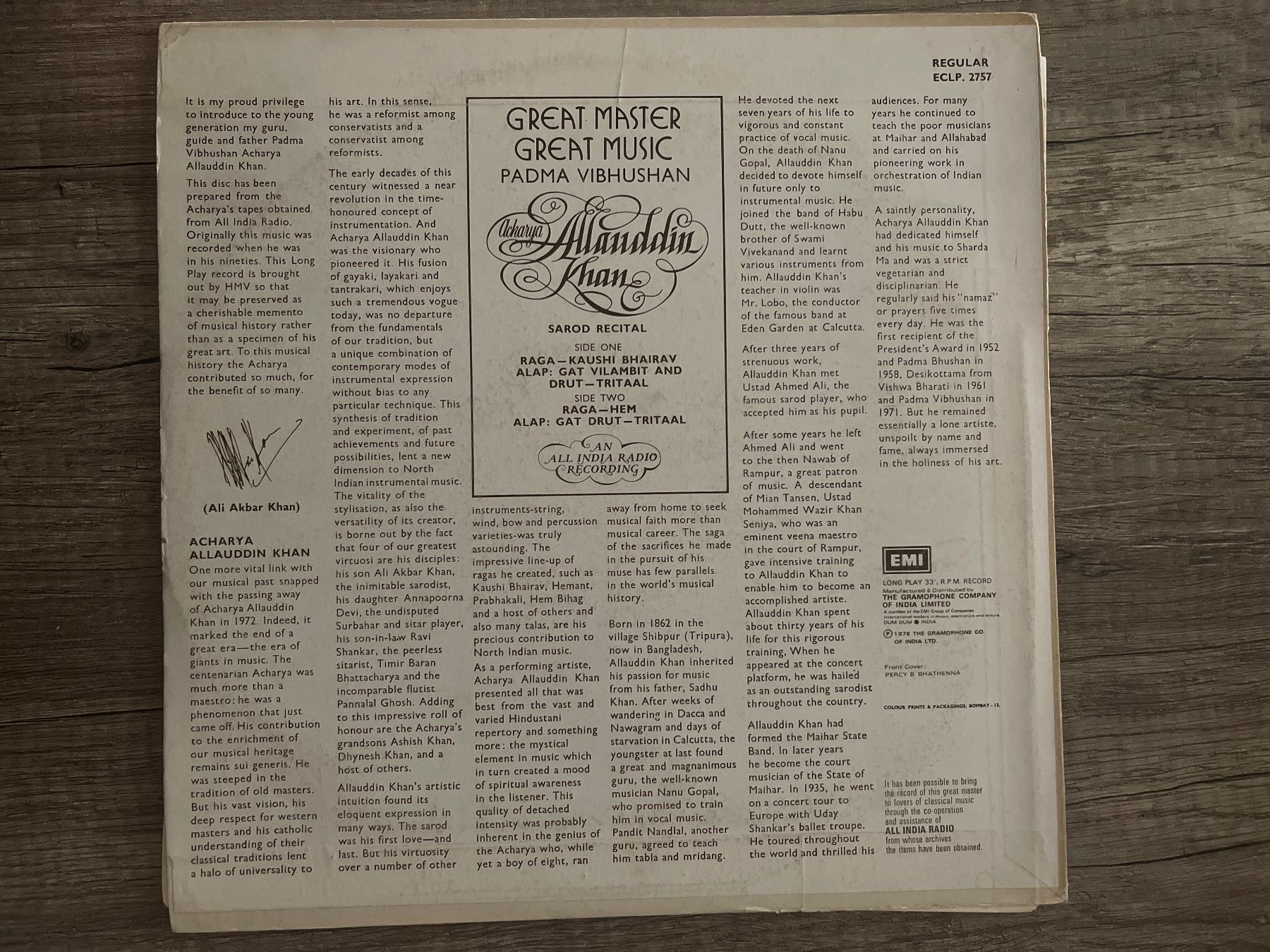 Dischi in vinile: S1405/Acharya Allaudin Khan – Usato da Frutigen venduto da Philippe_jsp 1