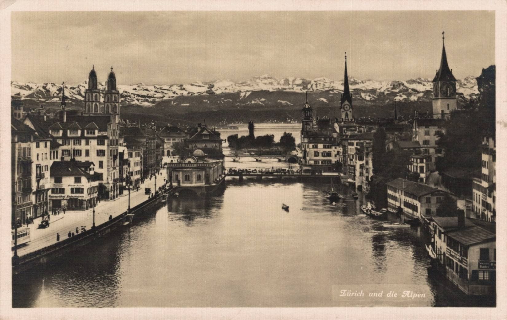 Cartoline postali: Alte Ansichtskarte Zürich mit Alpen Panorama – Usato da Oberkirch LU venduto da sa_kr