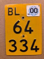 Velonummer BL 2000 gelb Mofanummer Plaque Mofa