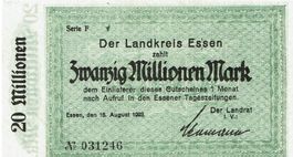 Essen 20 Mil.Mark Serie F 15.08.1923 VZ+-VZ++