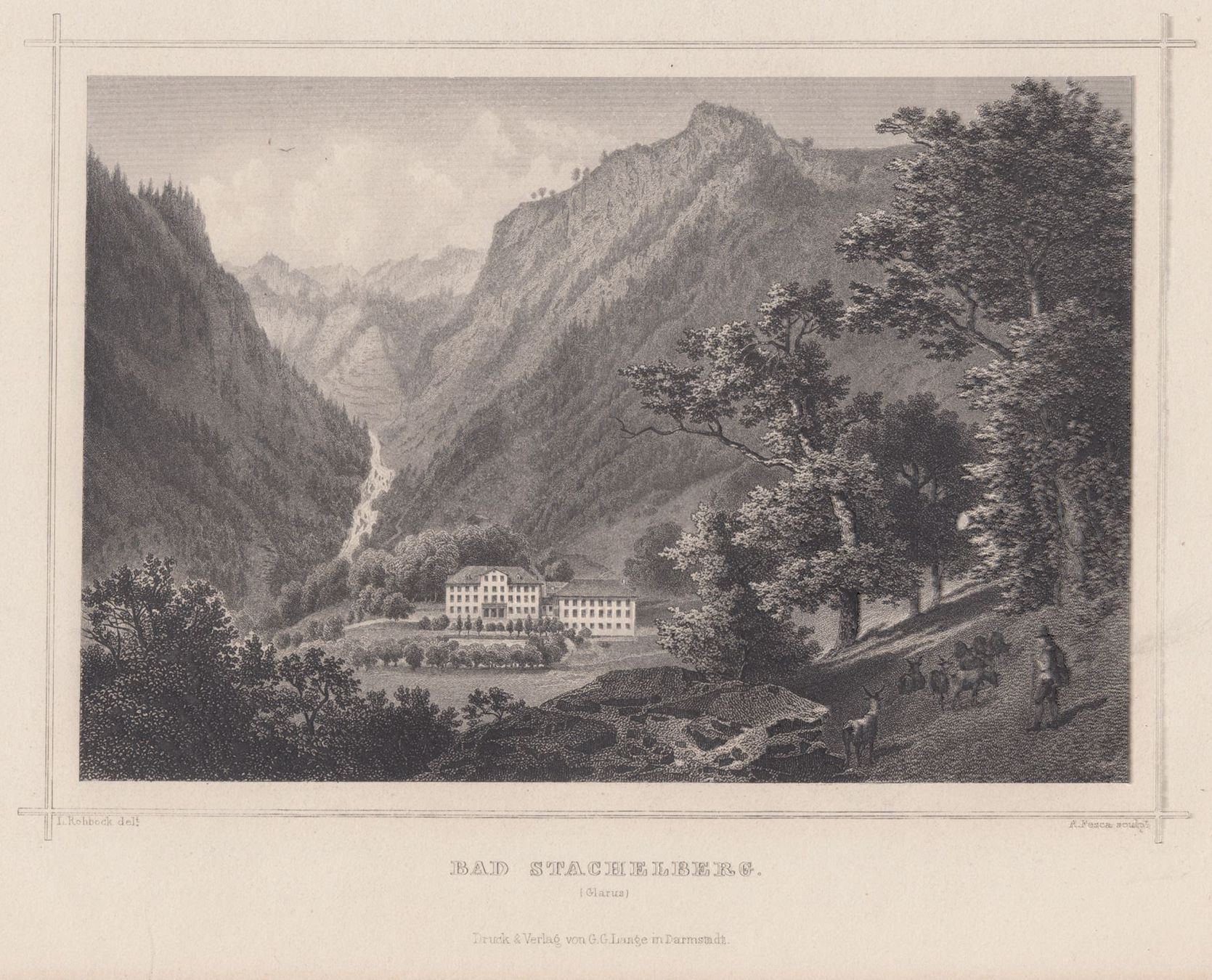 Stiche: BAD STACHELBERG, STAHLSTICH ROHBOCK 1865 – Antik aus Grüningen von Kartensammler
