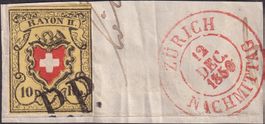 16II (Rayon II) T.27 A1-O Top-Briefstück v. ZÜRICH: 12.12.50