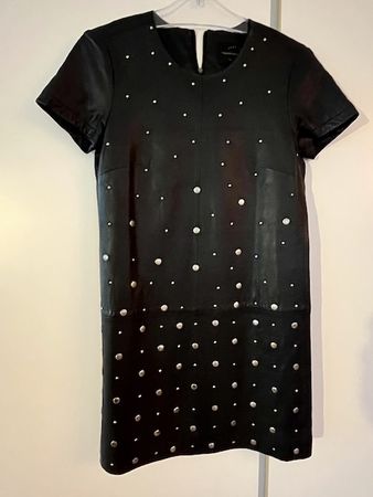 Dunkelbraunes Lederkleid von French Connection (Grösse EU36)