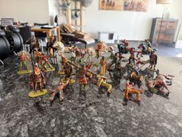 ELASTOLIN Indianer Figuren mit Pferden guter Zustand   34STK