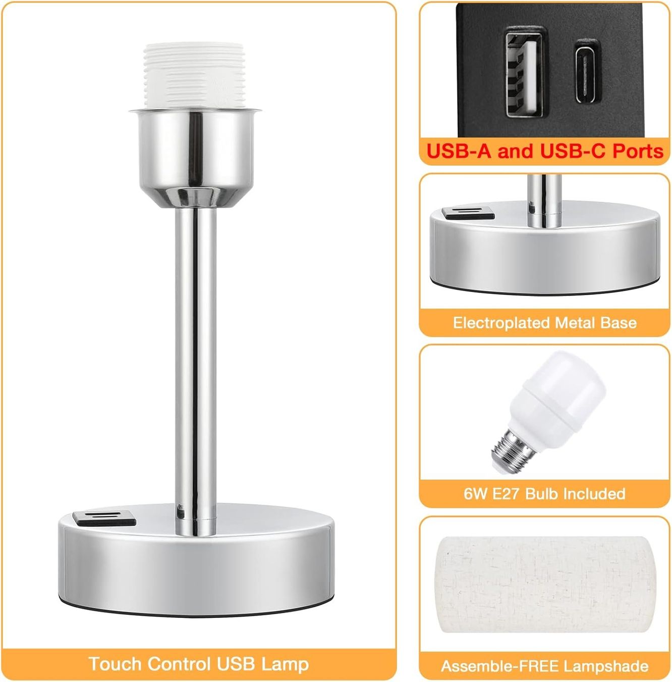 Lampen: Nachttischlampe Touch Dimmbar, Tischlampe mit Ladefunktion – Neu und originalverpackt aus Nuglar von SaleRitter 4