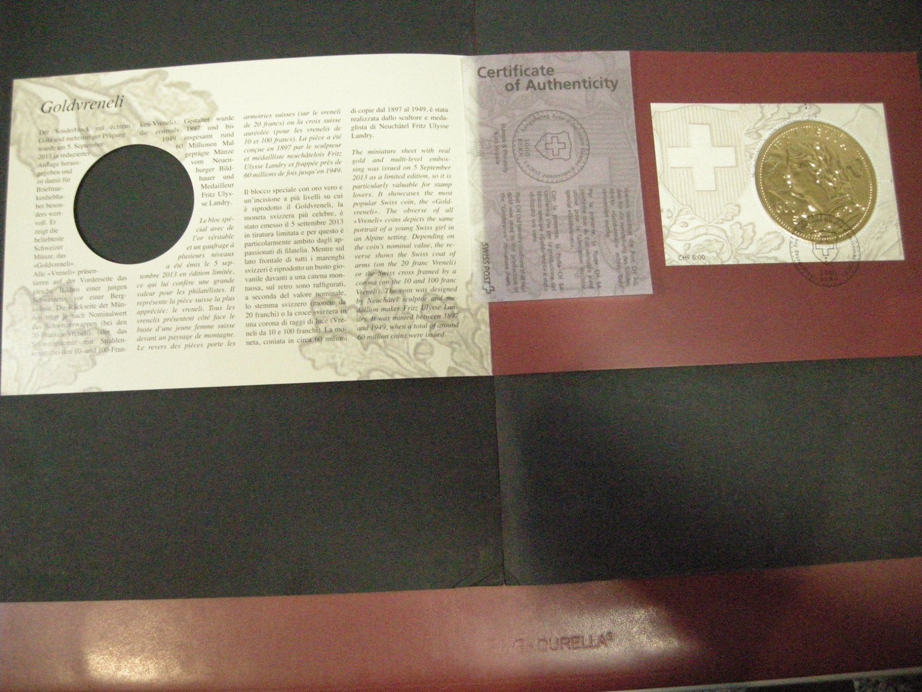 Alle Briefmarken: 2013, 2 VARIANTEN GOLDVRENELI, BRIEF + FOLDER – Gebraucht aus Eschenbach SG von eDaisy 2