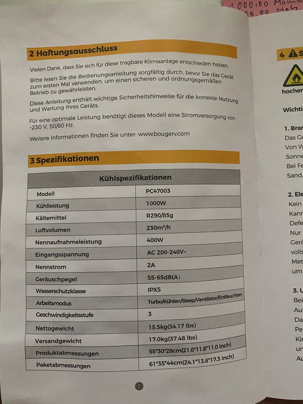 Klimageräte: Mobile Klimaanlage Model PC47001 – Gebraucht aus Uerkheim von fre_5r7c 5