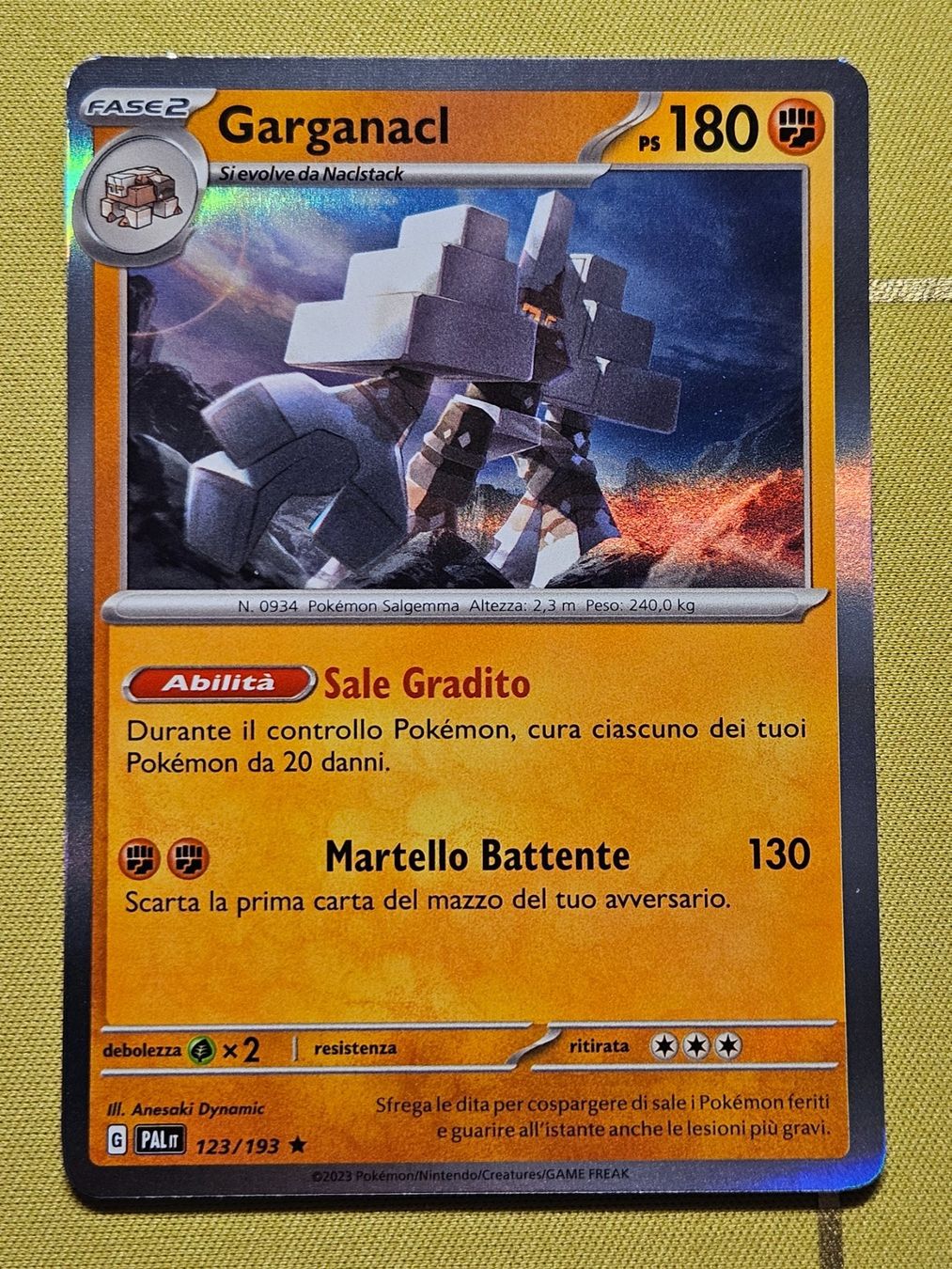 Pokémon Carte collezionabili: Paldea Evolved - Garganacl 123/193 IT – Usato da Bellinzona venduto da Pokemarco