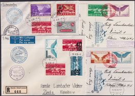 1926-1949, 14 Flugbelege, saubere Frankaturen +1.Schweden-FL