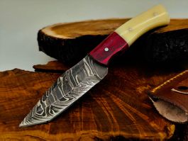 Geprüft! 1A Knife Faltenstahl DAMASCUS Damast Jagd Messer
