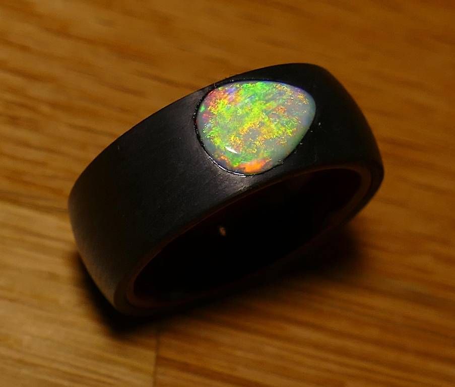 Anelli: Opal Ring Holz/Carbon, Gr.55 Lightning Ridge Australien – Nuovo (secondo la descrizione) da Wilen b. Wil venduto da Tschirio