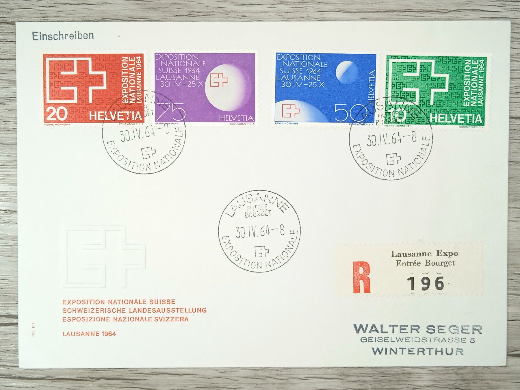 Tutti i francobolli: TR10 Enveloppe + Timbre Suisse 1964 – Usato da Cousset venduto da Patrick_Collections